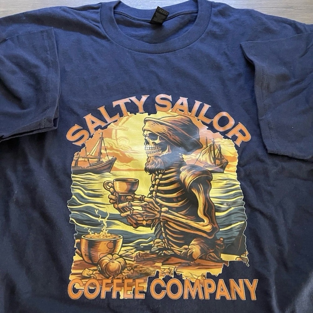 SALTY SAILOR COFFEE CO. - THE MIDWATCH: SKELETON HEAVYWEIGHT T-SHIRT